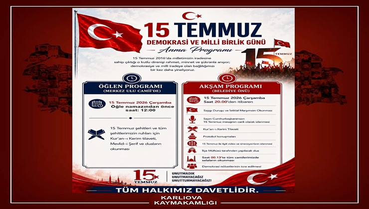 Karlıova’da 15 Temmuz Demokrasi ve Milli Birlik Günü Programı